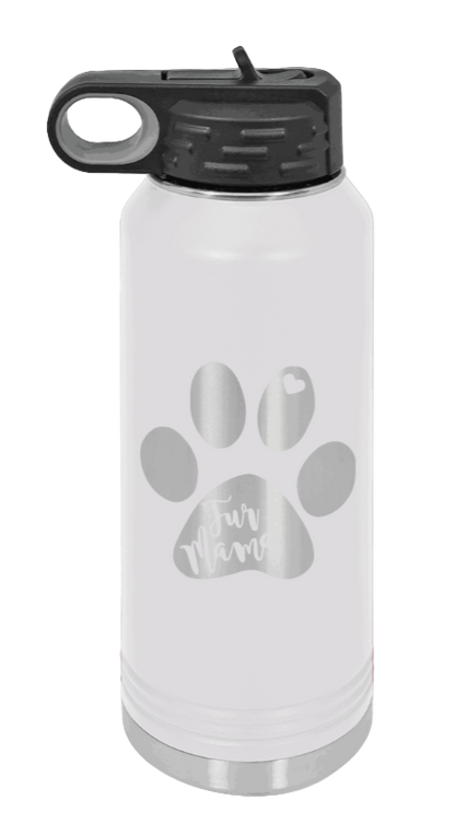 Fur Mama - 32oz Water Bottle Laser Engraved- White