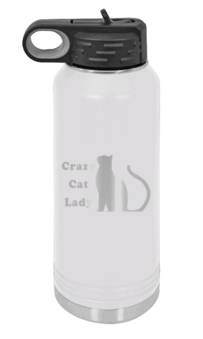 Crazy Cat Lady - 32oz Water Bottle Laser Engraved- White