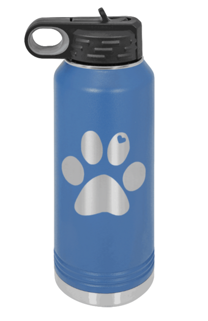 Paw Love - 32oz Water Bottle Laser Engraved- Royal Blue