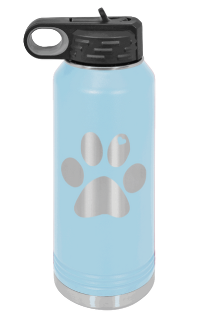 Paw Love - 32oz Water Bottle Laser Engraved- Light Blue