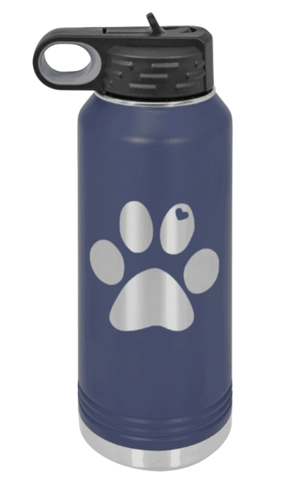 Paw Love - 32oz Water Bottle Laser Engraved- Navy
