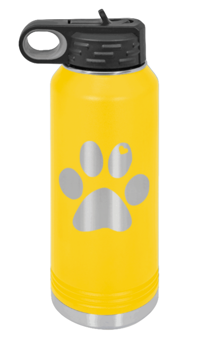 Paw Love - 32oz Water Bottle Laser Engraved- Yellow