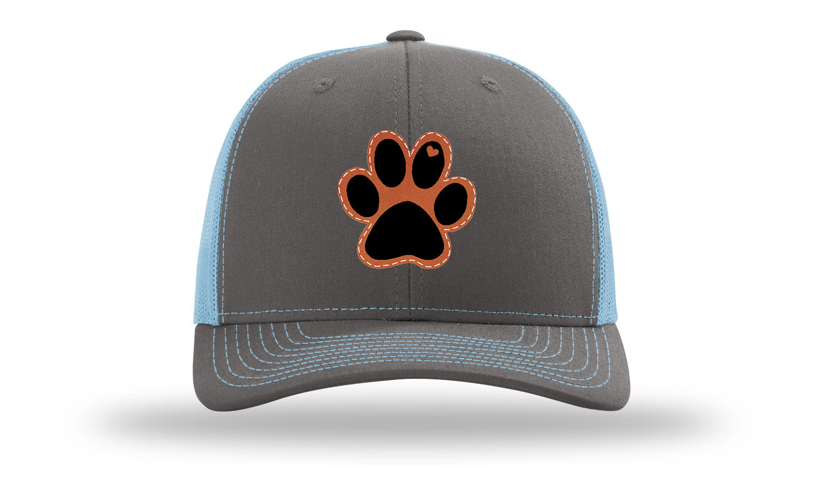 Paw Love Leather Patch Richardson 112 Hat-Charcoal / Columbia Blue