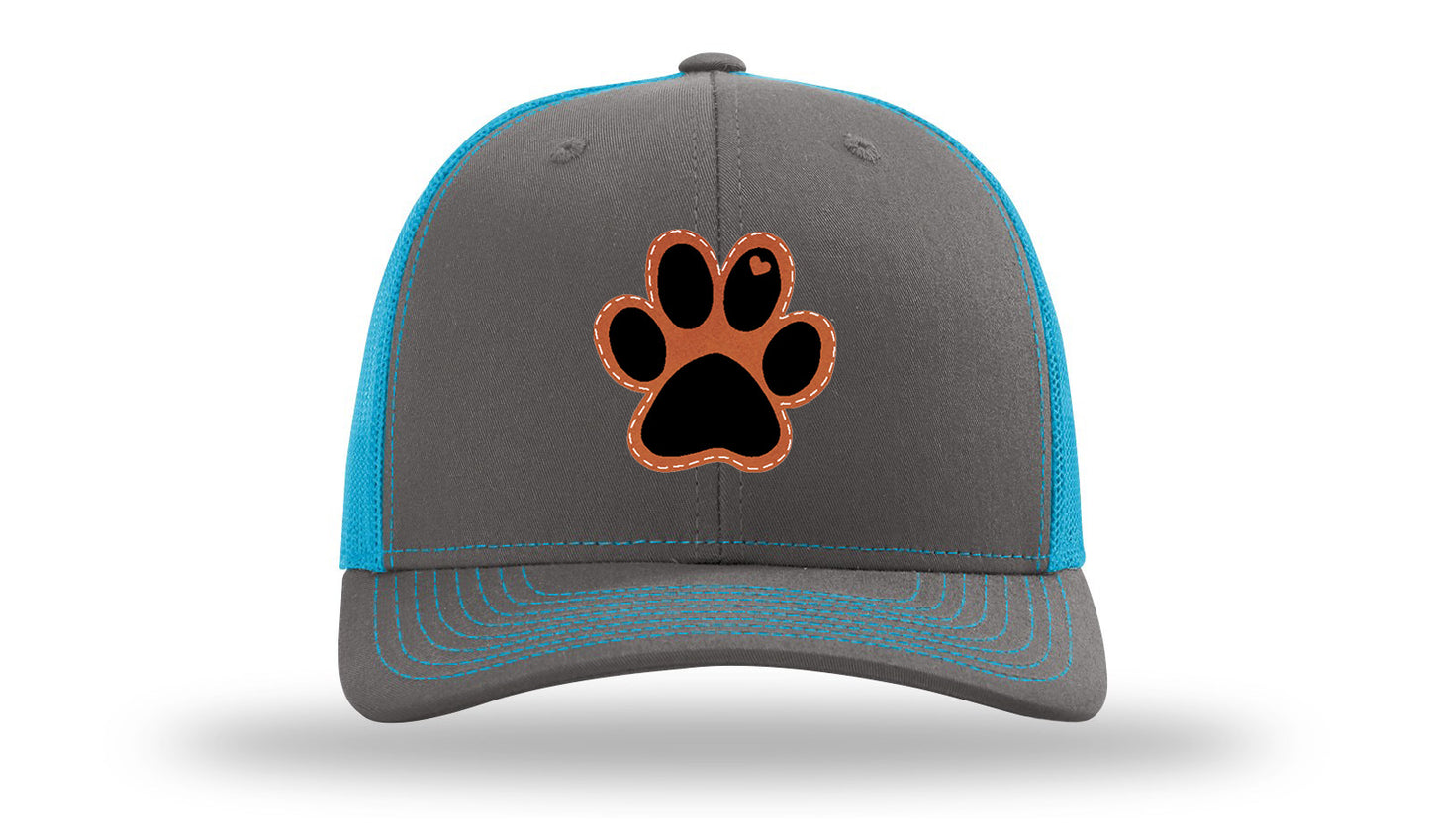 Paw Love Leather Patch Richardson 112 Hat-Charcoal / Neon Blue