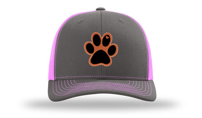 Paw Love Leather Patch Richardson 112 Hat-Charcoal / Neon Pink