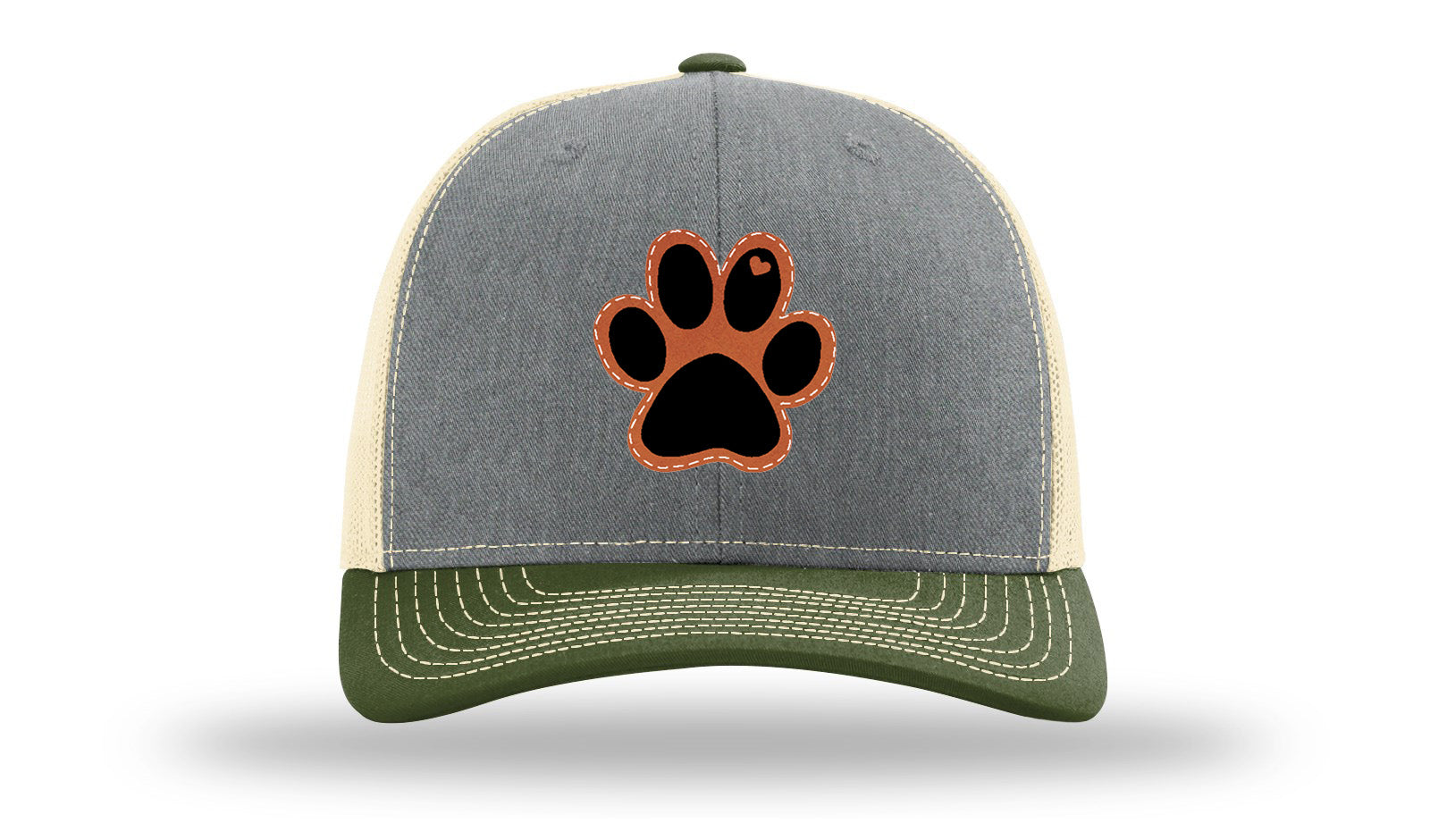 Paw Love Leather Patch Richardson 112 Hat-Heather Grey / Birch / Army Olive