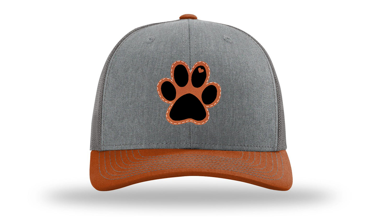 Paw Love Leather Patch Richardson 112 Hat-Heather Grey / Charcoal / Dark Orange