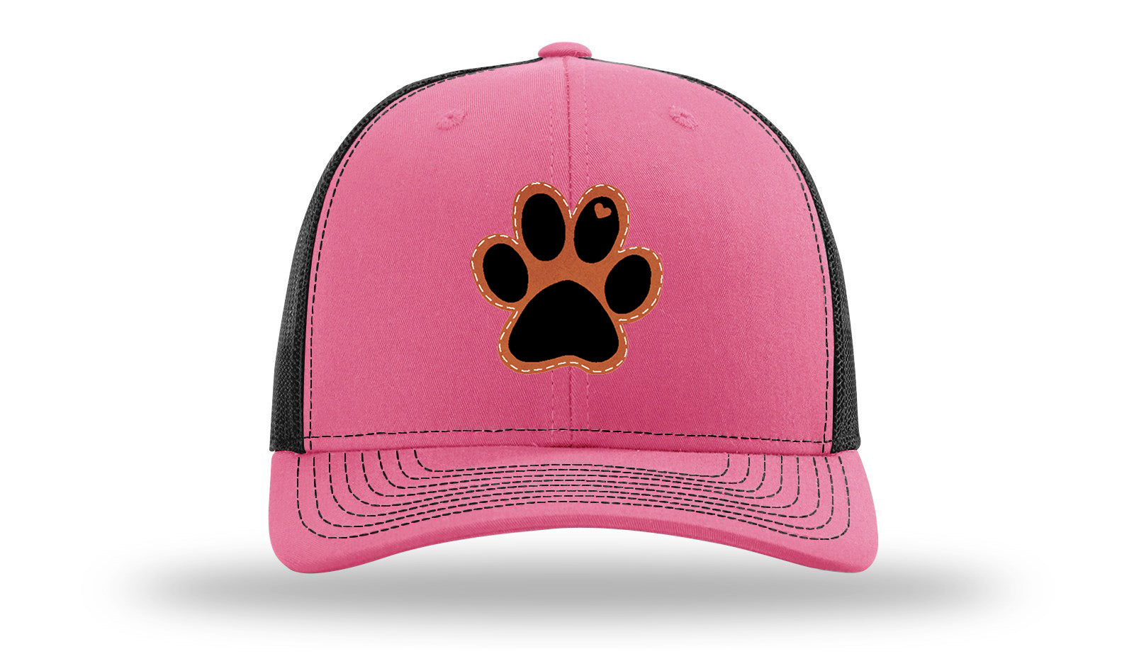 Paw Love Leather Patch Richardson 112 Hat-Hot Pink / Black