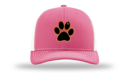Paw Love Leather Patch Richardson 112 Hat-Hot Pink / White