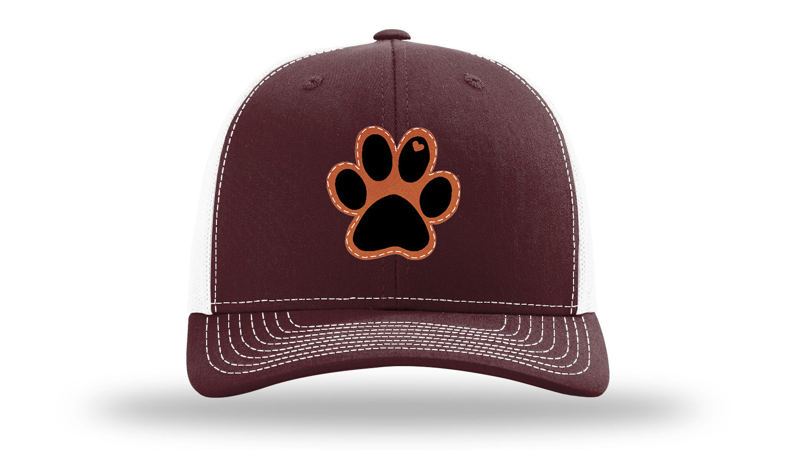 Paw Love Leather Patch Richardson 112 Hat-Maroon / White