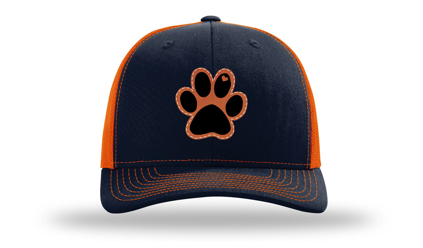 Paw Love Leather Patch Richardson 112 Hat-Navy / Orange