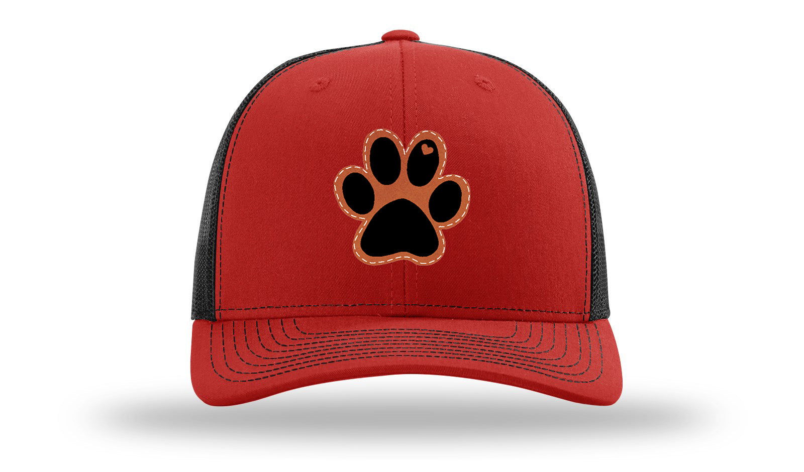 Paw Love Leather Patch Richardson 112 Hat-Red / Black