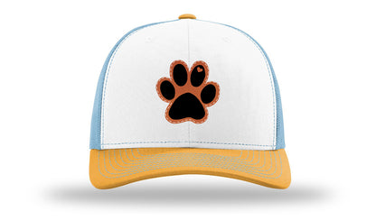 Paw Love Leather Patch Richardson 112 Hat-White / Columbia Blue / Yellow