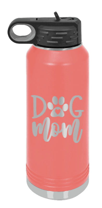 Dog Mom - 32oz Water Bottle Laser Engraved- Coral