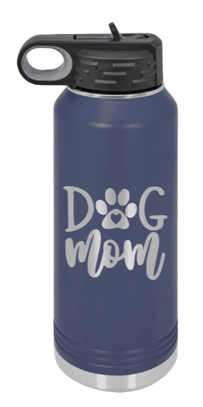 Dog Mom - 32oz Water Bottle Laser Engraved- Navy
