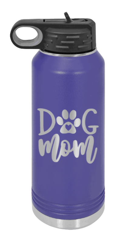 Dog Mom - 32oz Water Bottle Laser Engraved- Purple