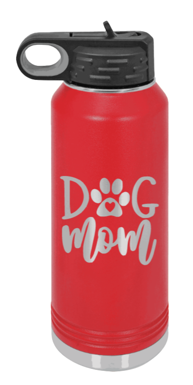 Dog Mom - 32oz Water Bottle Laser Engraved- Red