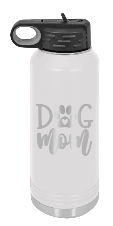Dog Mom - 32oz Water Bottle Laser Engraved- White