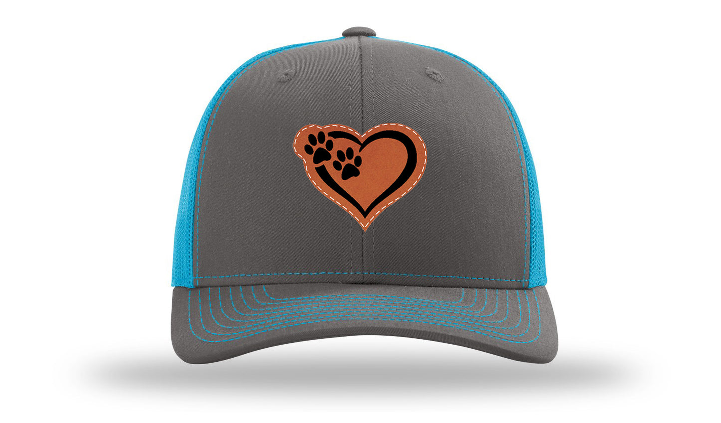 Puppy Love Leather Patch Richardson 112 Hat-Charcoal / Neon Blue