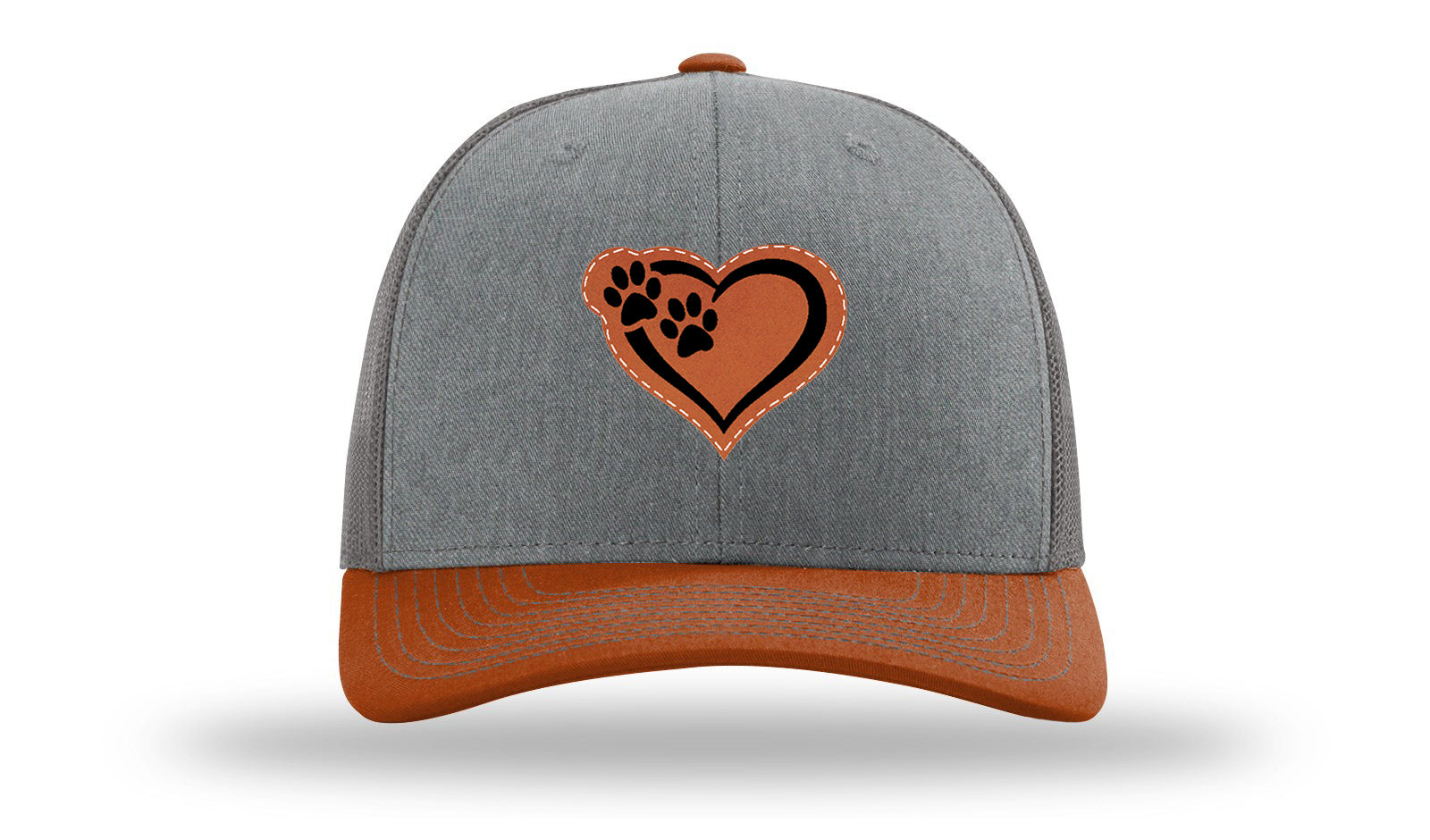 Puppy Love Leather Patch Richardson 112 Hat-Heather Grey / Charcoal / Dark Orange