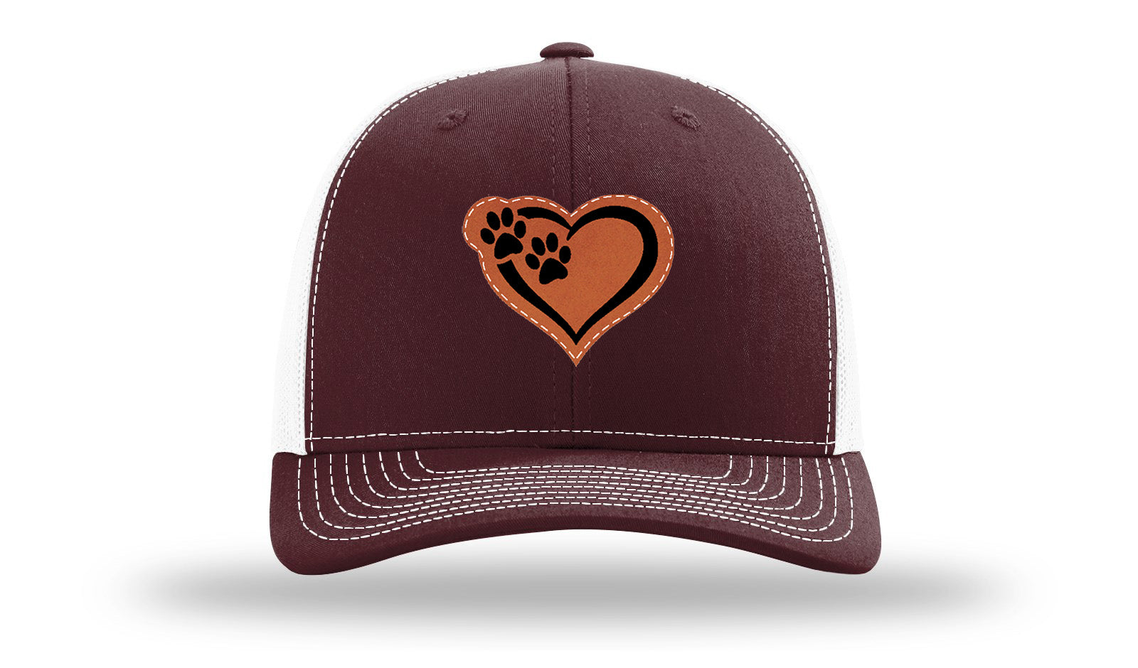 Puppy Love Leather Patch Richardson 112 Hat-Maroon / White