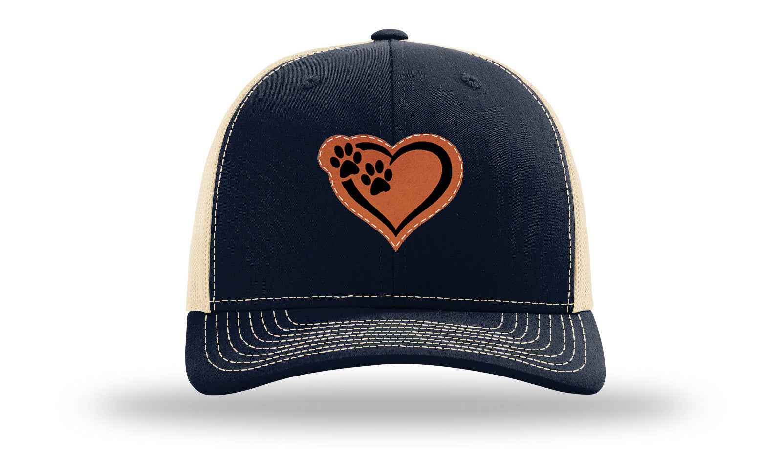 Puppy Love Leather Patch Richardson 112 Hat-Navy / Caramel