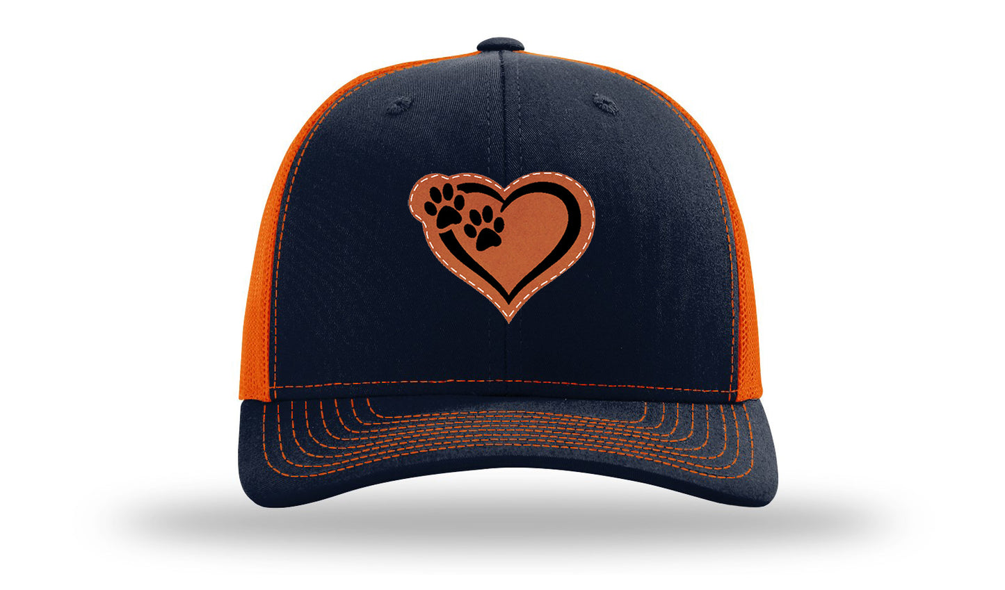 Puppy Love Leather Patch Richardson 112 Hat-Navy / Orange
