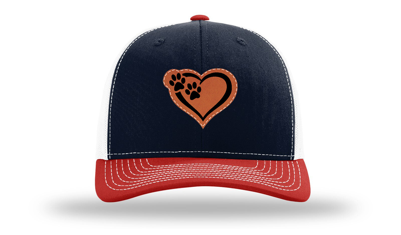 Puppy Love Leather Patch Richardson 112 Hat-Navy / White / Red