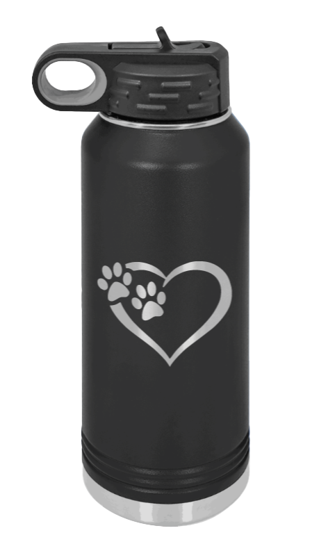 Puppy Love - 32oz Water Bottle Laser Engraved- Black