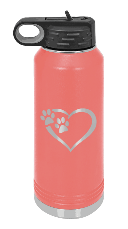 Puppy Love - 32oz Water Bottle Laser Engraved- Coral