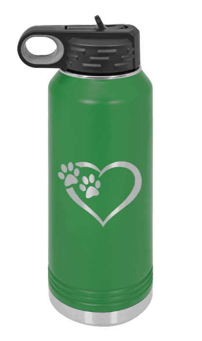 Puppy Love - 32oz Water Bottle Laser Engraved- Green
