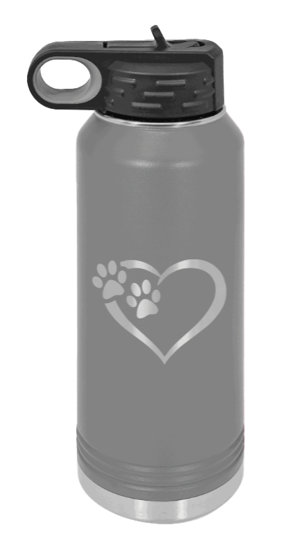 Puppy Love - 32oz Water Bottle Laser Engraved- Dark Grey