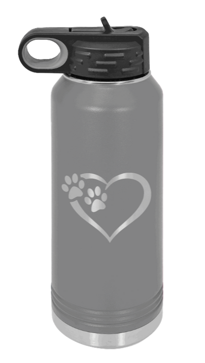 Puppy Love - 32oz Water Bottle Laser Engraved- Dark Grey