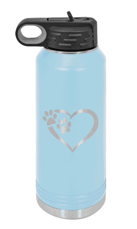 Puppy Love - 32oz Water Bottle Laser Engraved- Light Blue