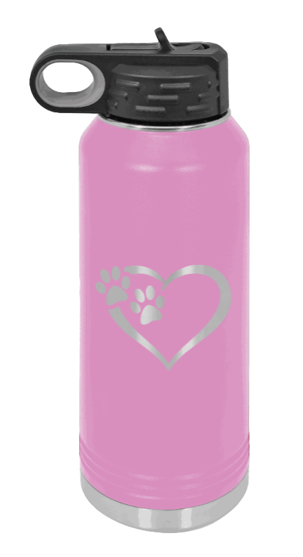 Puppy Love - 32oz Water Bottle Laser Engraved- Light Purple