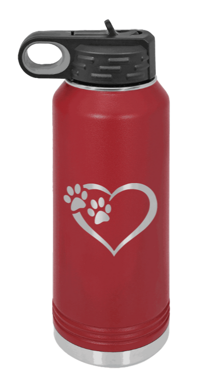 Puppy Love - 32oz Water Bottle Laser Engraved- Maroon