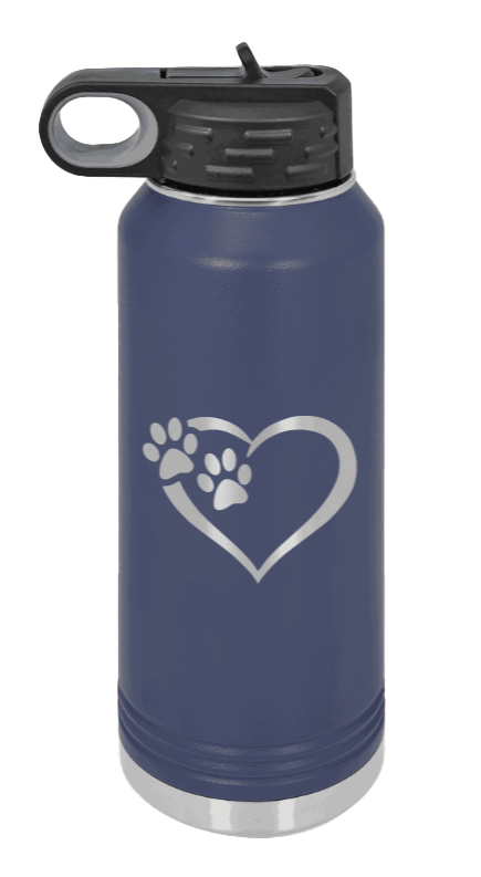 Puppy Love - 32oz Water Bottle Laser Engraved- Navy