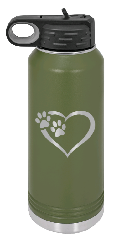 Puppy Love - 32oz Water Bottle Laser Engraved- Olive