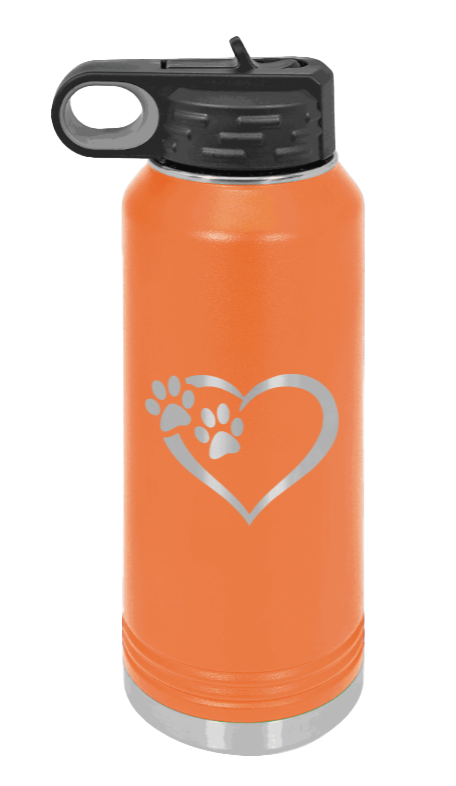 Puppy Love - 32oz Water Bottle Laser Engraved- Orange