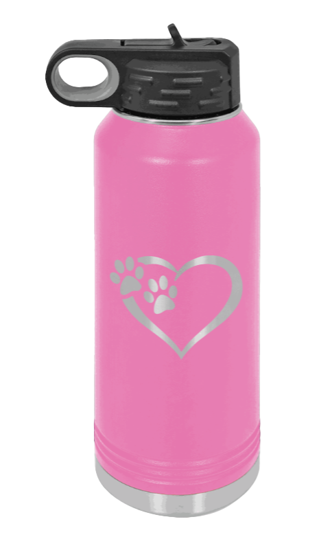 Puppy Love - 32oz Water Bottle Laser Engraved- Pink