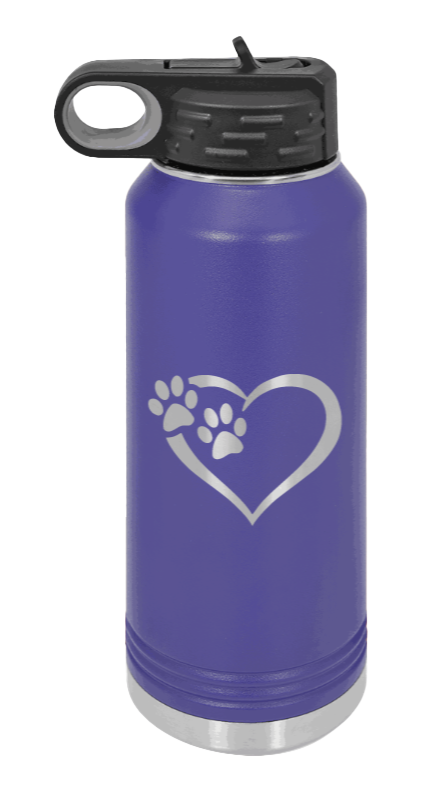 Puppy Love - 32oz Water Bottle Laser Engraved- Purple