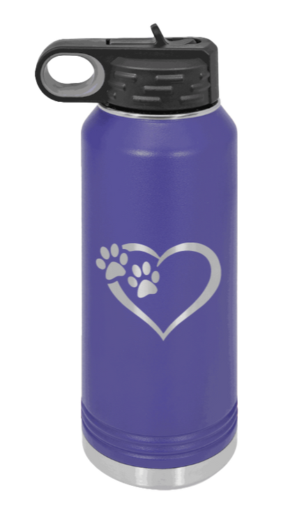 Puppy Love - 32oz Water Bottle Laser Engraved- Purple