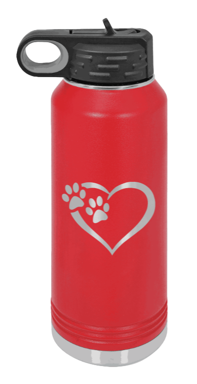 Puppy Love - 32oz Water Bottle Laser Engraved- Red