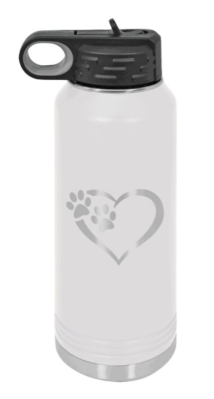 Puppy Love - 32oz Water Bottle Laser Engraved- White