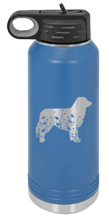 Aussie Flowers - 32oz Water Bottle Laser Engraved- Royal Blue