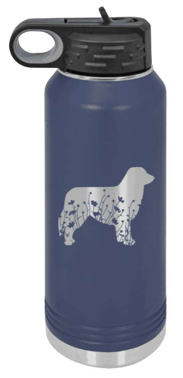 Aussie Flowers - 32oz Water Bottle Laser Engraved- Navy