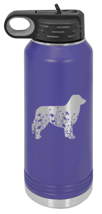 Aussie Flowers - 32oz Water Bottle Laser Engraved- Purple