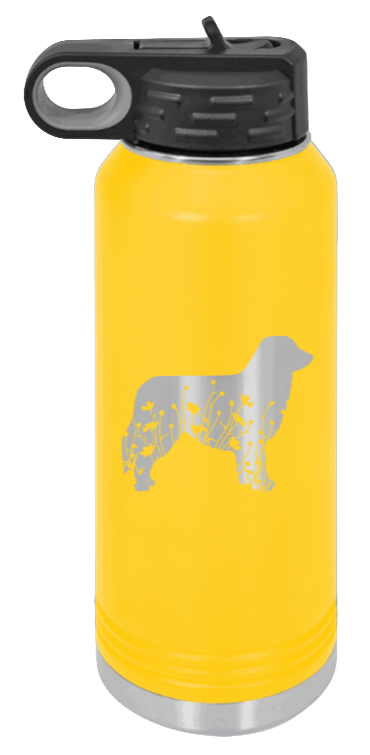 Aussie Flowers - 32oz Water Bottle Laser Engraved- Yellow