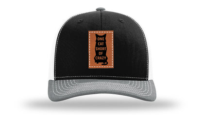 One Cat Short Of Crazy Leather Patch Richardson 112 Hat