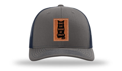One Cat Short Of Crazy Leather Patch Richardson 112 Hat
